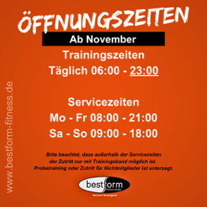 Trainiere jetzt bis 23 Uhr !