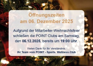 Öffnungszeiten am 06. Dezember 2025