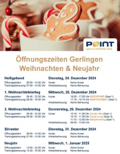 Öffnungszeiten an Weihnachten & Neujahr
