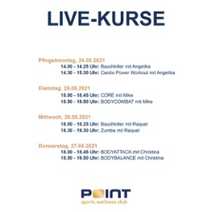 Der neue Live-Kursplan vom 24.05. - 27.05.2021