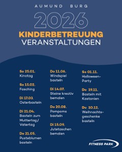 Die Kinderbetreuungsveranstaltungen für 2026