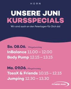 Kursspecials an Pfingsten