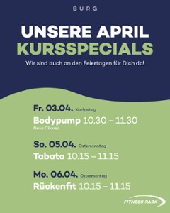 Unsere April Specials im Bereich Kurse