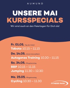 Unsere Kursspecials an den Mai-Feiertagen