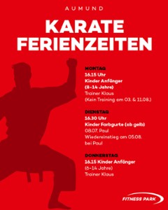 Karatezeiten in den Ferien