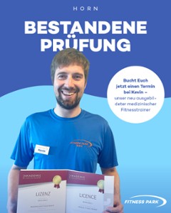 Gratulation! Kevin ist jetzt ausgebildeter medizinischer Fitnesstrainer