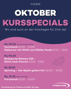 Unsere Kursspecials im Oktober für Euch!