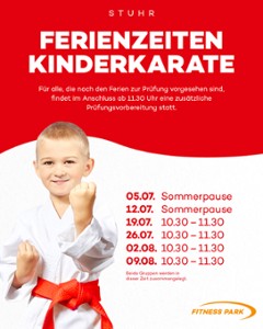 Unsere Karate Zeiten für die Kids im Sommer!