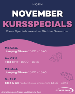 Unsere November Kursspecials in Horn